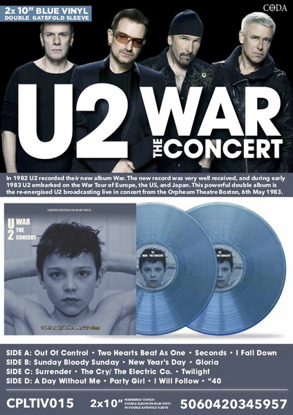 U2  War - The Concert (Blue Vinyl)  2 x 10"   CPLTIV015  ltd numbered