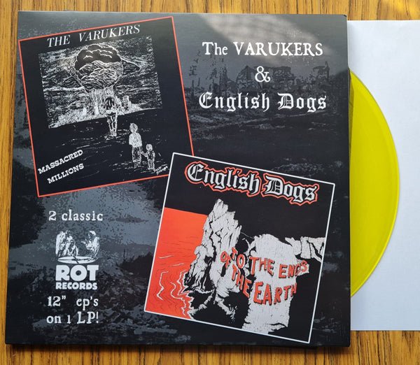 ENGLISH DOGS & THE VARUKERS TO THE ENDS OF THE EARTH / MASSACRED MILLIONS (TRANSPARENT YELLOW VINYL) VINYL LP Item no. :VILE015 - punk to funk heaven