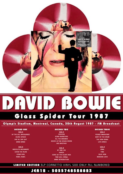 Glass Spider Tour (Red and White Colour Vinyl) 3 x lp ltd JER12 - punk to funk heaven