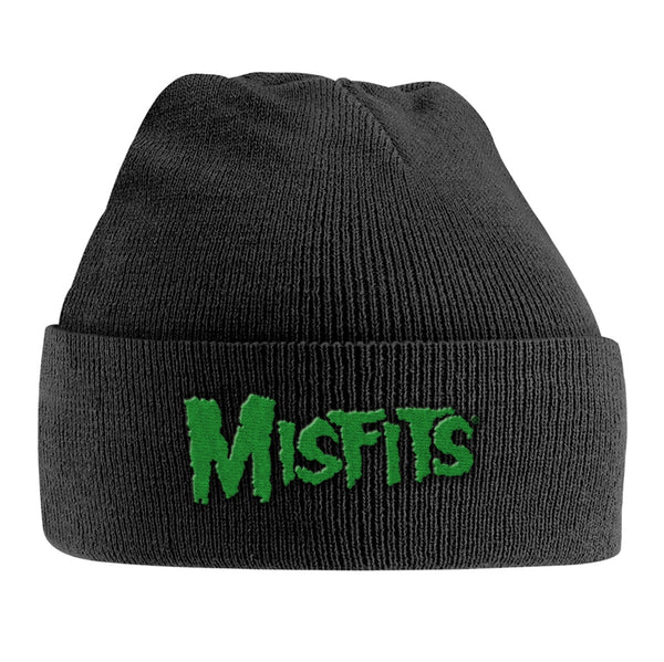 GREEN LOGO (EMBROIDERED) by MISFITS Knitted Ski Hat PHHAT225 - punk to funk heaven