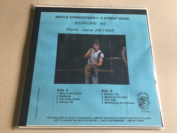 bruce Springsteen Europe 1985 , paris June 29th white label lp + 1986 calender
