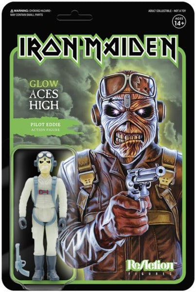 Iron Maiden Reaction Figure Wave 1 - Pilot Eddie (Glow) super 7 - punk to funk heaven