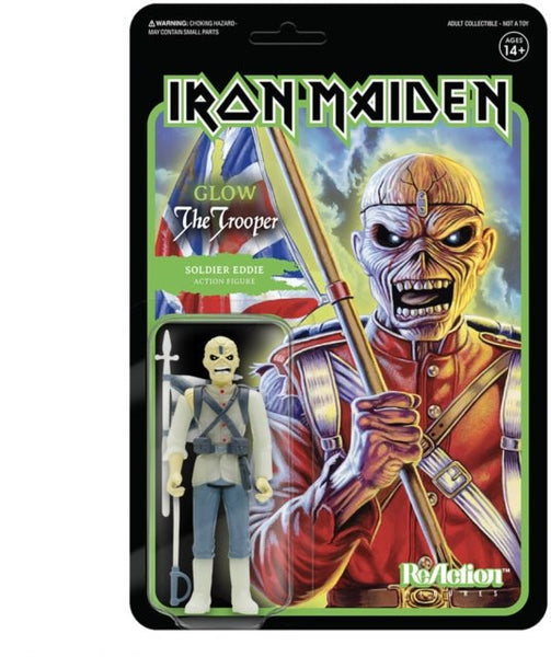 Iron Maiden Reaction Figure Wave 1 - Soldier Eddie (Glow) super 7 - punk to funk heaven