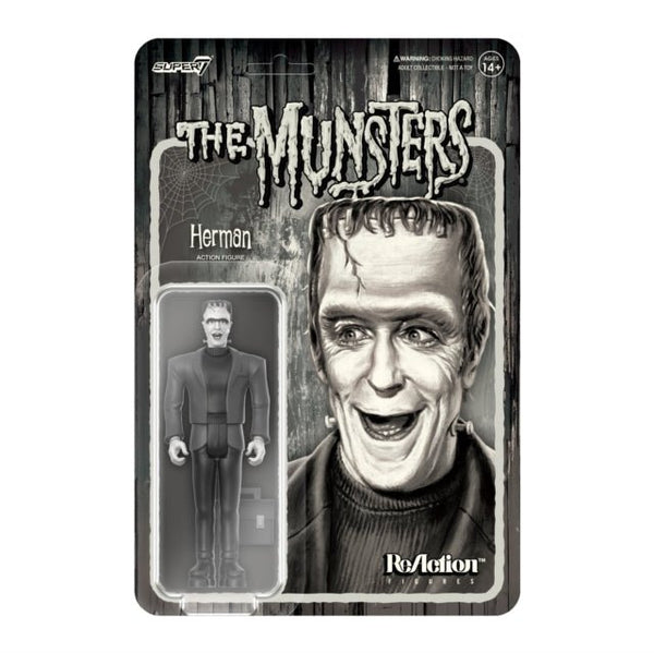 Munsters Reaction Figures Wave 2 - Herman Munster (Grayscale) super 7 - punk to funk heaven