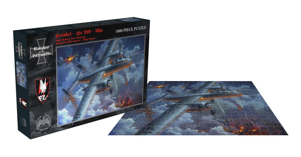 NIGHT FIGHTERS OVER GERMANY - HAUPTMANN PAUL FORSTER - NIGHT ATTACK by HEINKEL - HE219 - UHU Puzzle 1000 piece BELL016PZT - punk to funk heaven