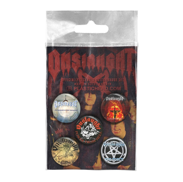 ONSLAUGHT BUTTON BADGE SET by ONSLAUGHT Badge Pack PHBADGE130 - punk to funk heaven