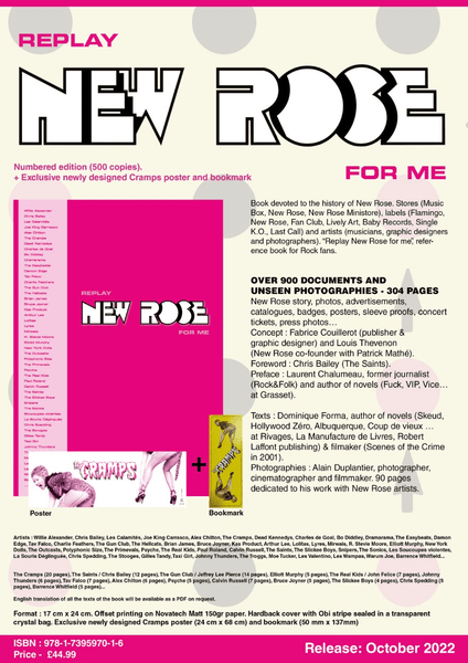 Replay New Rose For Me COLLECTORS BOOK HARDBACK COVER AND OBI STRIP POSTER AND BOOKMARK LTD / 500 - punk to funk heaven